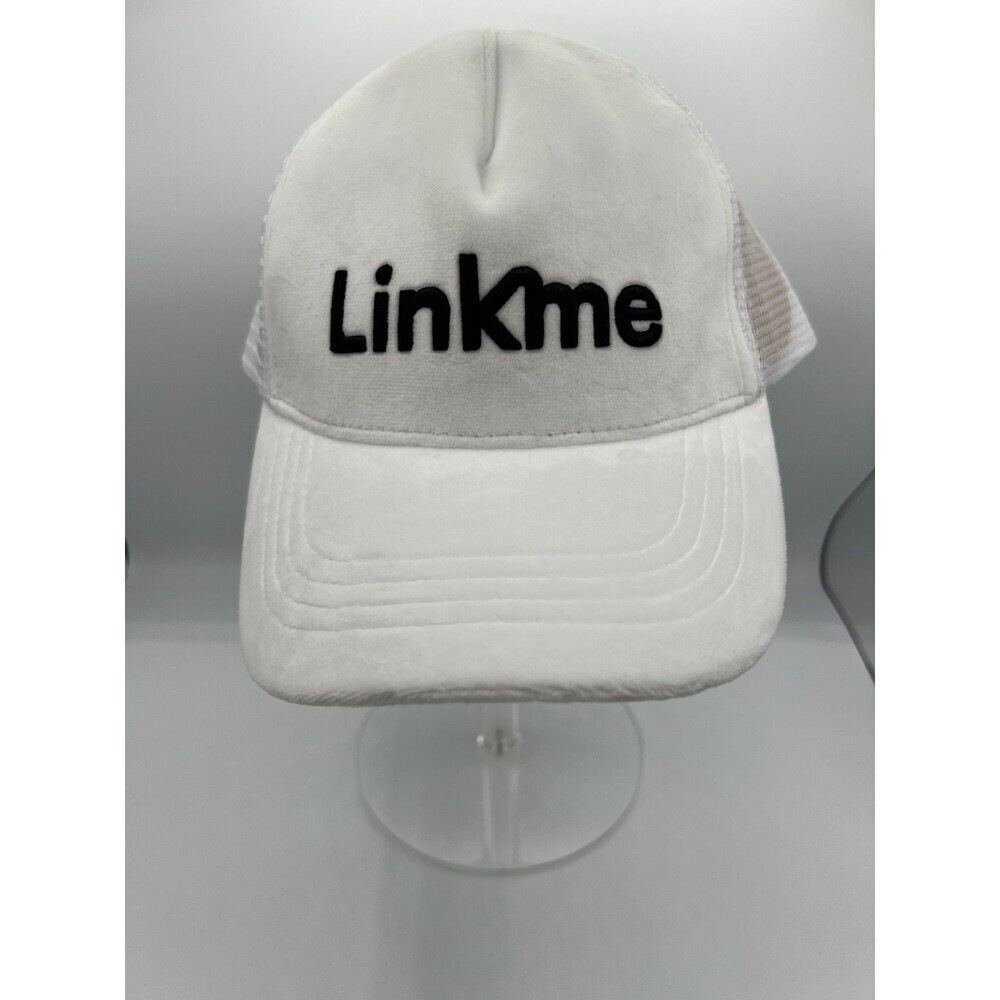 LinkMe White Trucker Hat Snapback Mesh Cap Promotional Logo OSFA